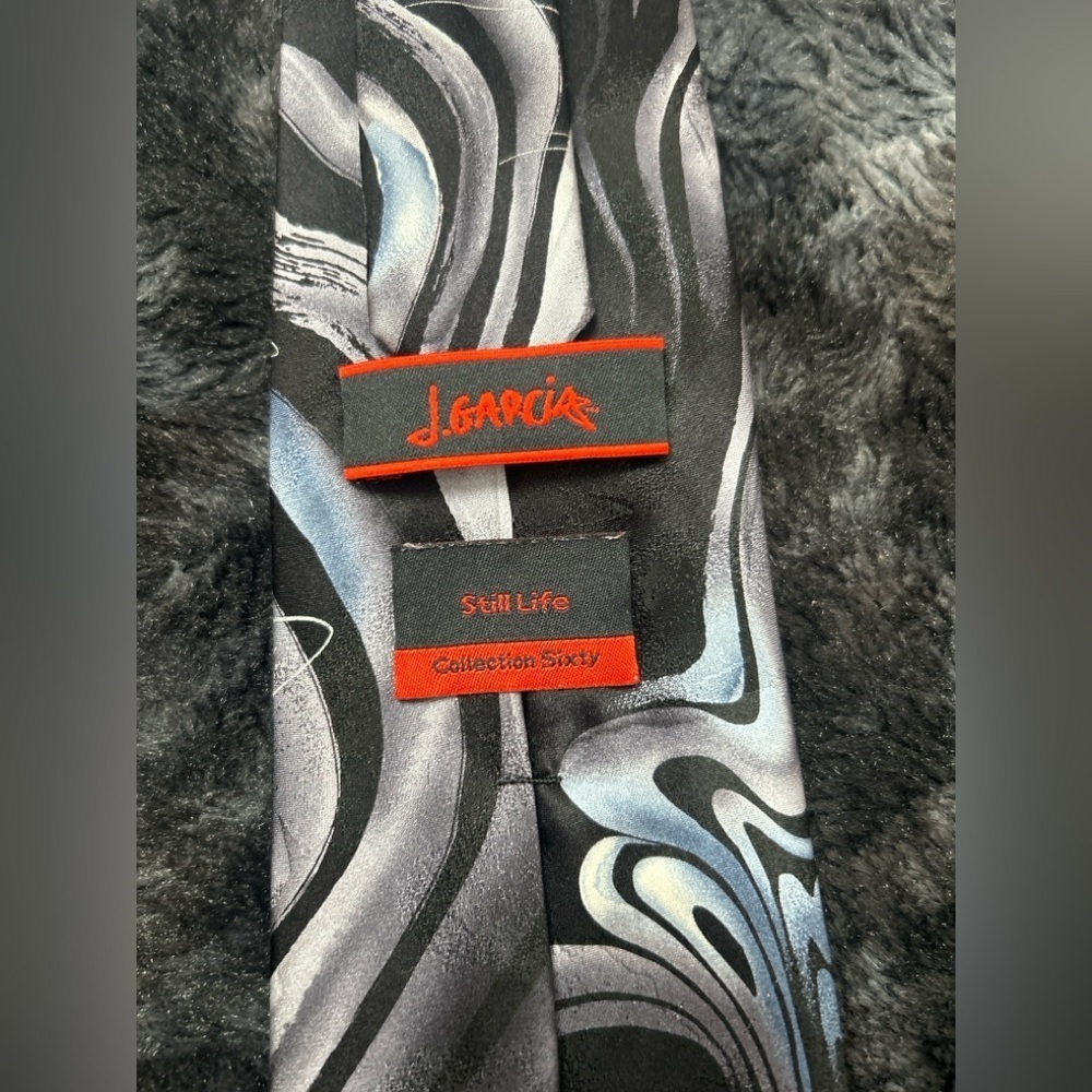 J. Garcia “Still Life” Collection Sixty Silk Tie – Abstract Black/Gray/Blue –